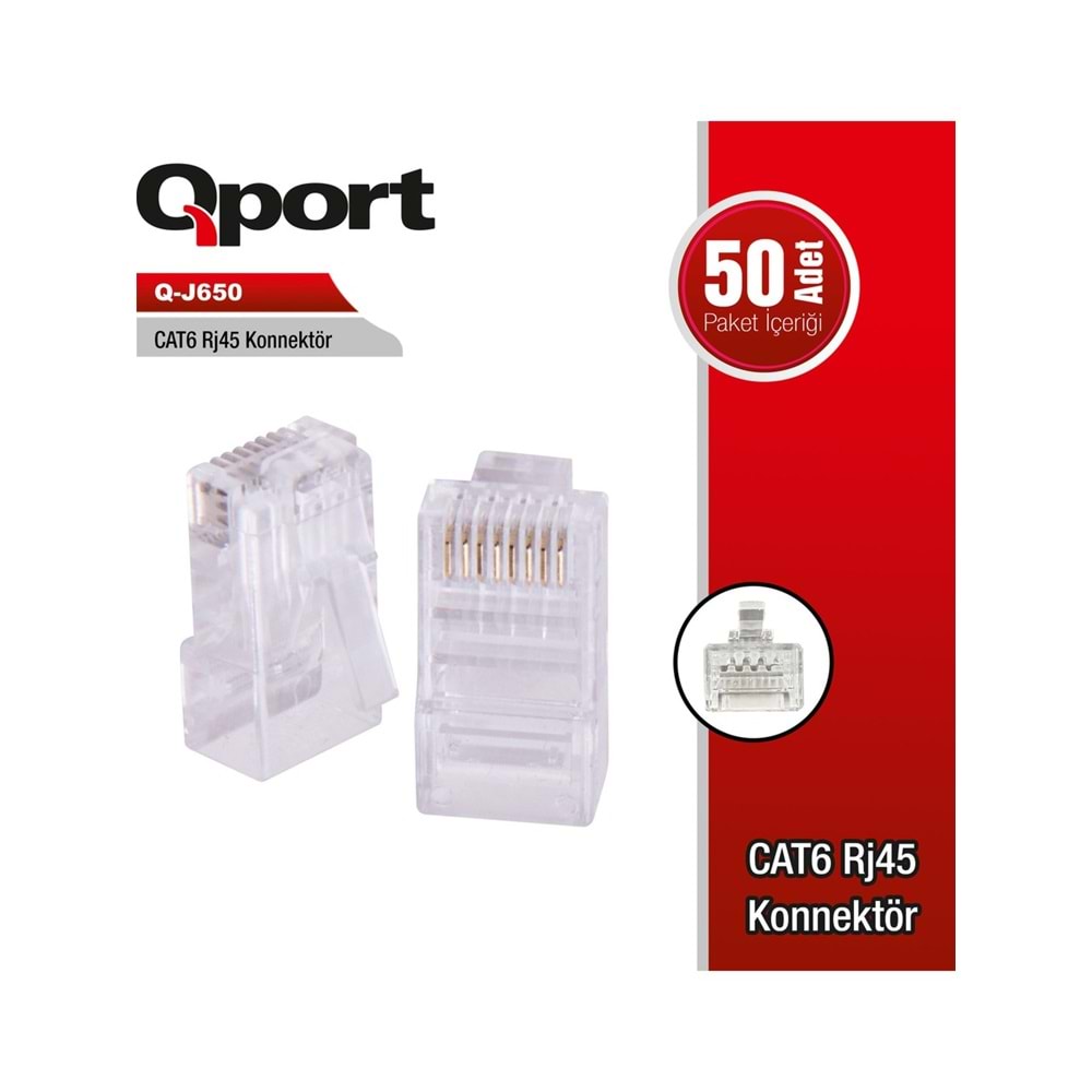 QPORT Q-J650 CAT6 50 LİK RJ-45 Konnektör