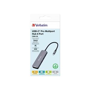 VERBATIM 32151 HUB USB-C Pro Multiport 8 Port 2 x HDMI 3xUSB-A 3.2xMicSDxUSB-C