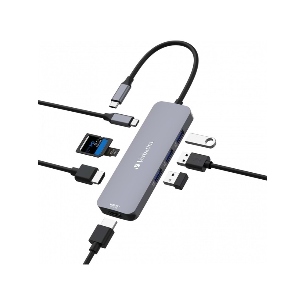 VERBATIM 32151 HUB USB-C Pro Multiport 8 Port 2 x HDMI 3xUSB-A 3.2xMicSDxUSB-C