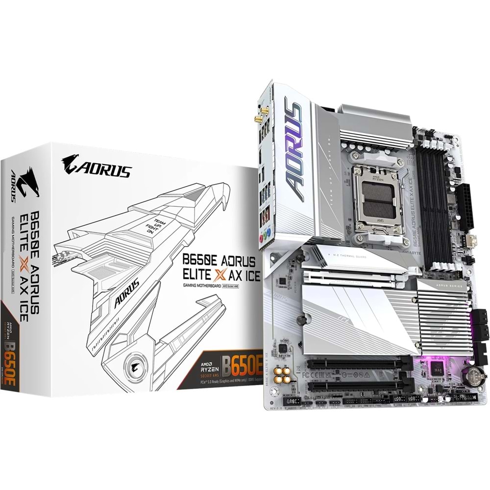 Gigabyte B650E-A-STEALTHICE B650E-A-STEALTH-ICE 8000MHz OC DDR5 AM5 M.2 HDMI DP ATX Anakart
