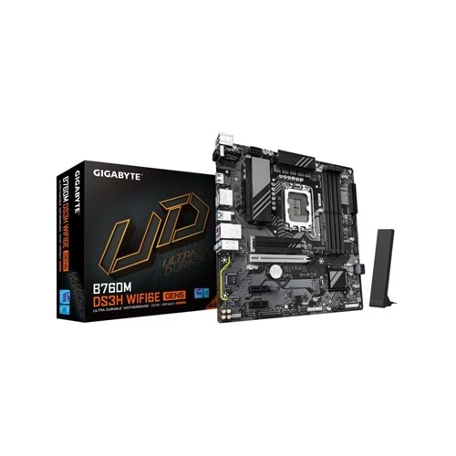Gigabyte B760M-DS3HWF6EGEN5 B760M-DS3HWF6EGEN5 7600MHz OC DDR5 LGA1700 M.2 HDMI DP MicroATX Anakart