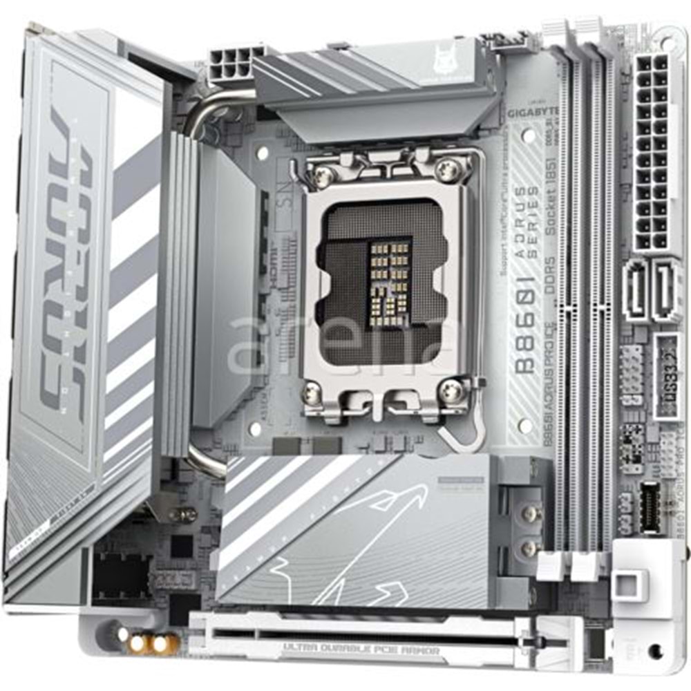Gigabyte B860I-AOR-PRO-ICE B860I-AOR-PRO-ICE 9200MHz OC DDR5 LGA1851 M.2 HDMI DP Mini-ITX Anakart