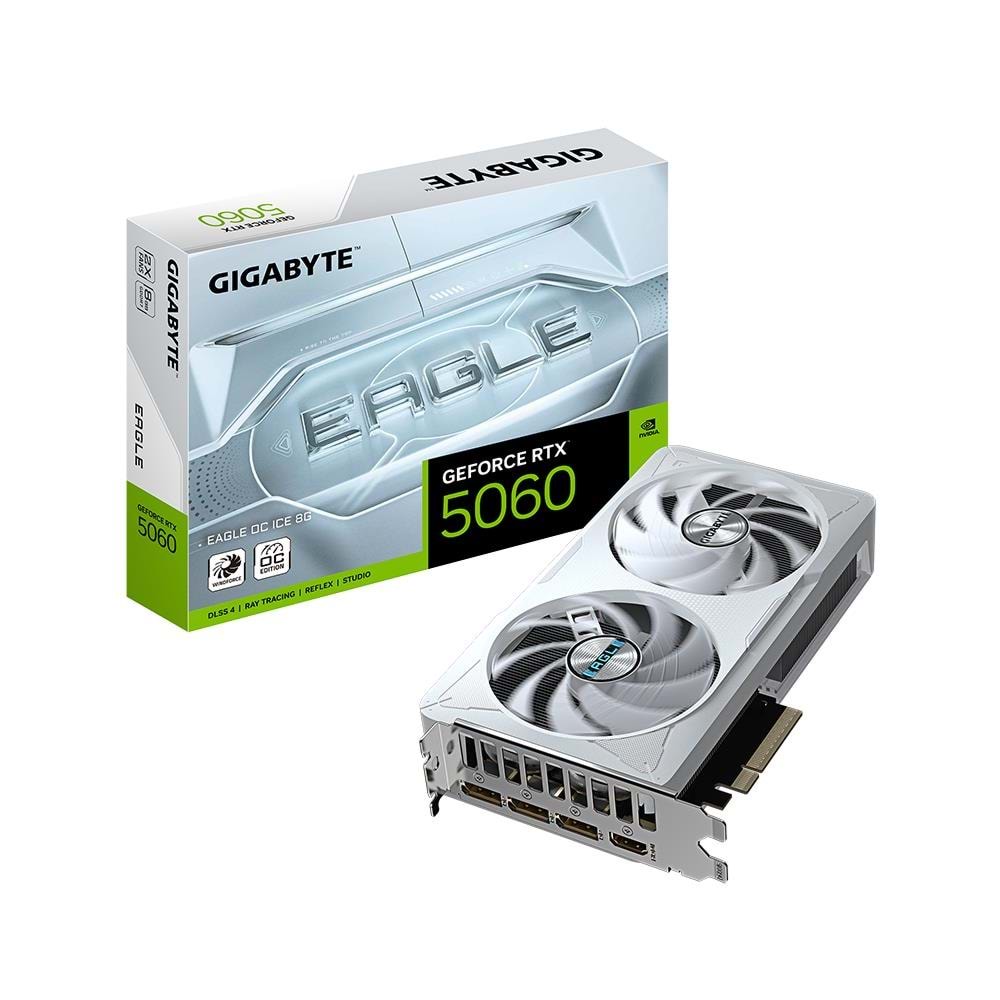Gigabyte GVN5060EAGOCICE8GD VGA RTX5060 EAGLE OC ICE 8GB 128B GDDR7 DP-HDMI EKRAN KARTI