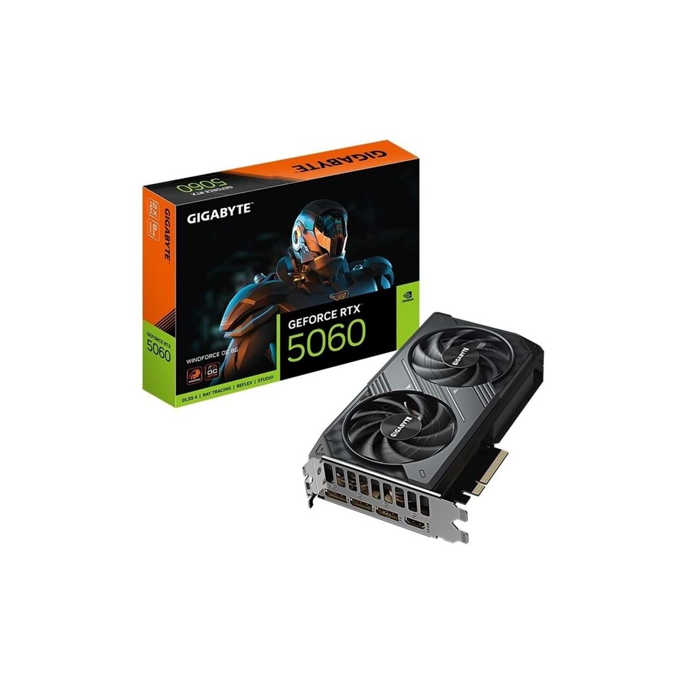 Gigabyte GV-N5060WF2OC-8GD VGA RTX5060 WINDFORCE 2 OC 8GB 128B GDDR7 DP-HDMI EKRAN KARTI