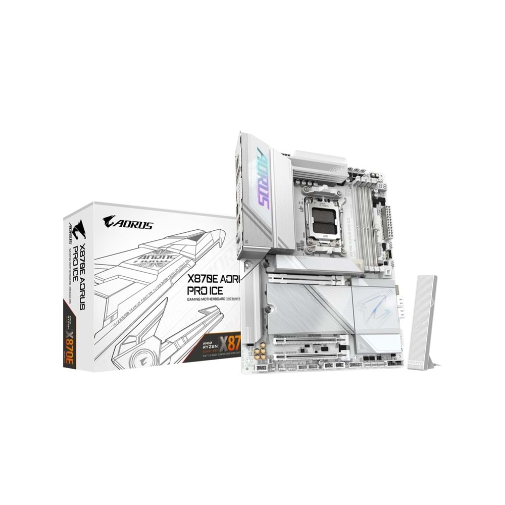 Gigabyte X870E-AORU-PRO-ICE X870E AORUS PRO ICE DDR5 8200 OC AM5 USB4 WiFi7 PCIe 5.0 ATX Anakart