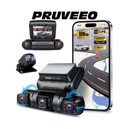 PRUVEEO D90-4CH FHD WI-FI GPS + 128GB SD Kart Kame