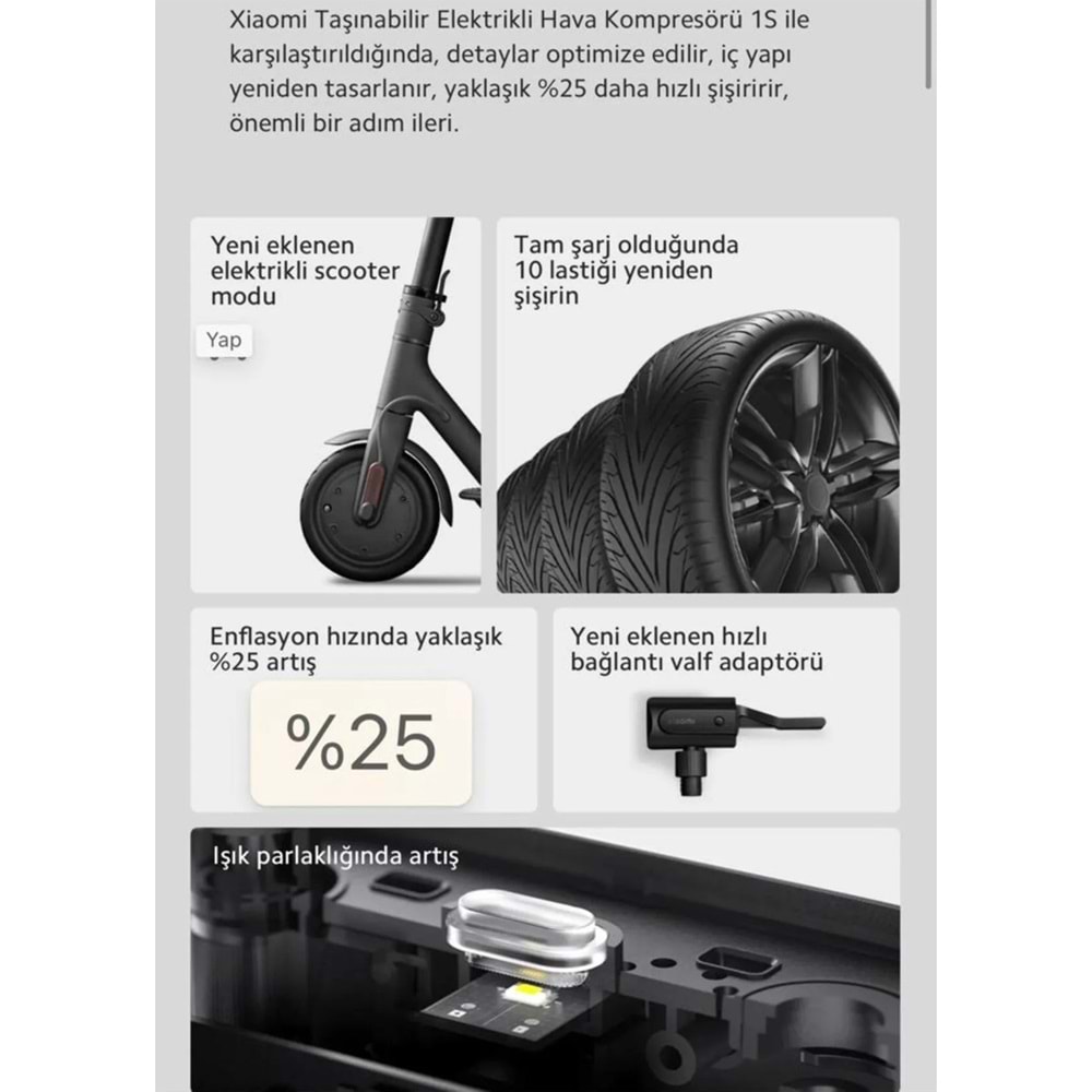 XIAOMI TASINABILIR ELEKTRIKLI HAVA KOMPRESORU 2
