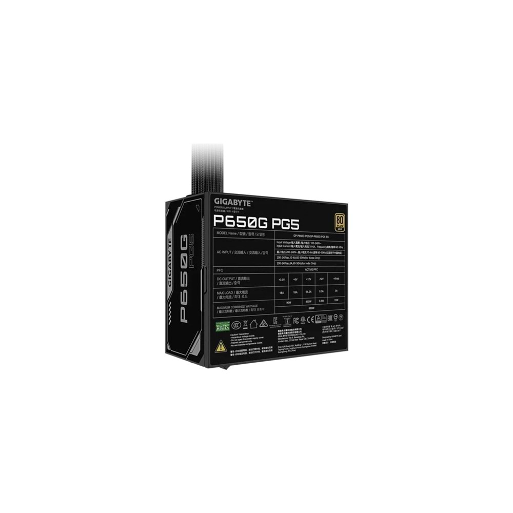 Gigabyte P650G 650W 80+ Gold 120mm Fan Siyah PSU