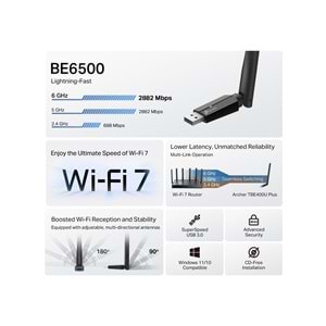 Tp-Link Archer TBE400U Plus BE6500 Tri-Band Wi-Fi 7 USB Adaptör