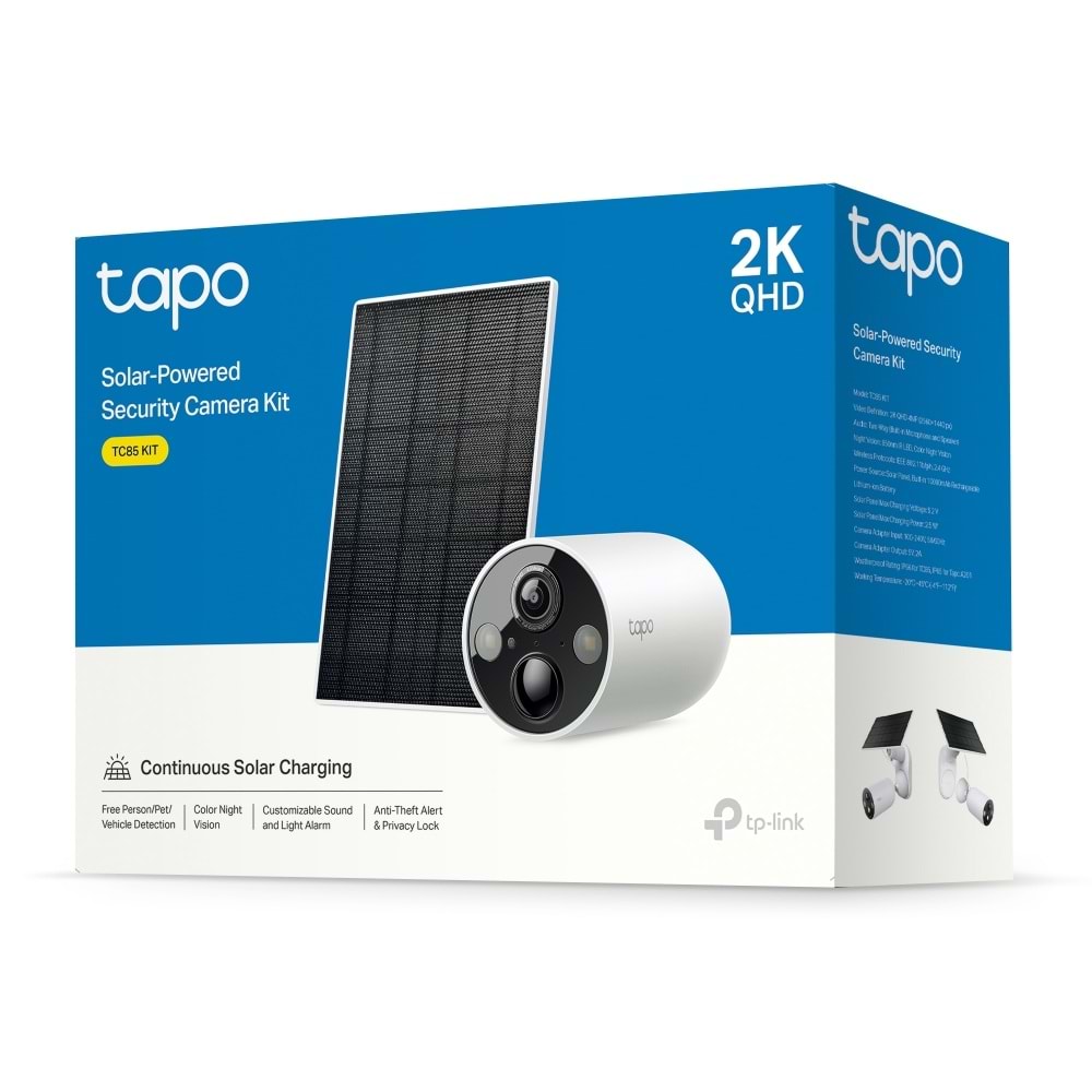 Tp-Link Tapo TC85 KIT 2K QHD Yapay Z Wi-Fi Güneş Enerjili Güvenlik Kamerası Kiti