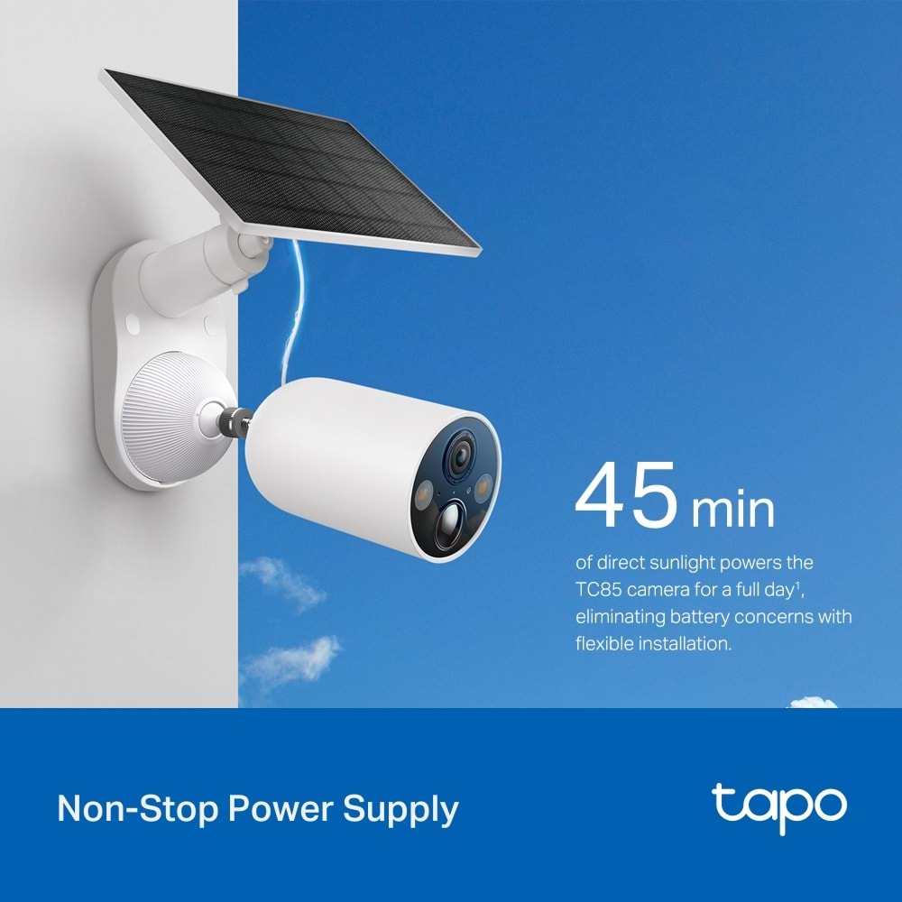 Tp-Link Tapo TC85 KIT 2K QHD Yapay Z Wi-Fi Güneş Enerjili Güvenlik Kamerası Kiti