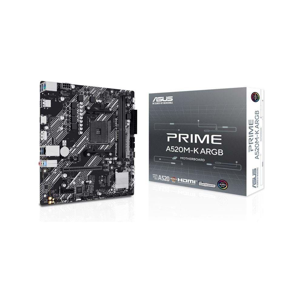 Asus PRIME A520M-K ARGB AMD A520 DDR4 5100 M2 HDMI/DP PCI 3.0 AM4 Anaka