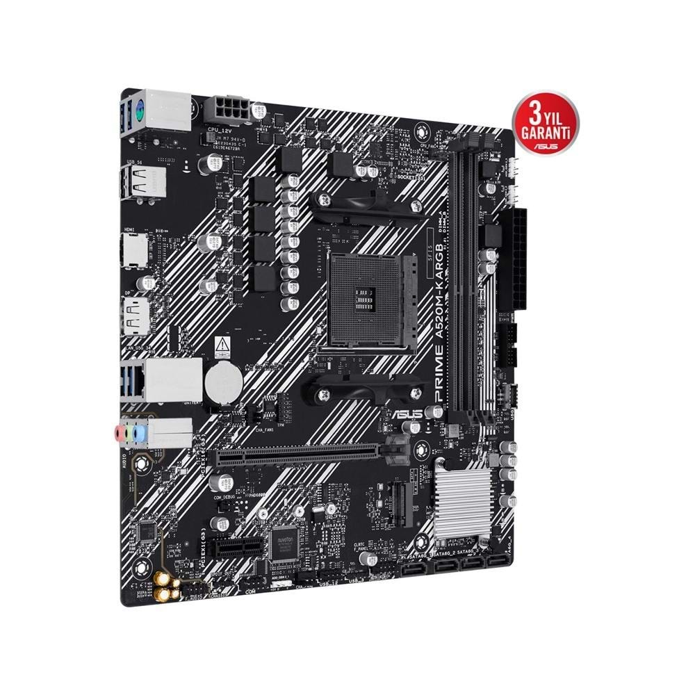Asus PRIME A520M-K ARGB AMD A520 DDR4 5100 M2 HDMI/DP PCI 3.0 AM4 Anaka