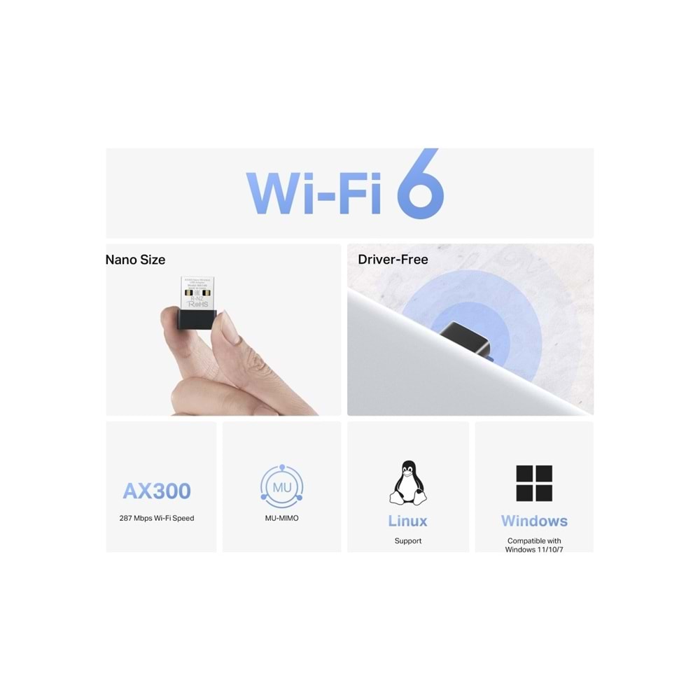 Tp-Link Mercusys MA14N AX300 Nano 287Mbps Wi-Fi USB Adaptör