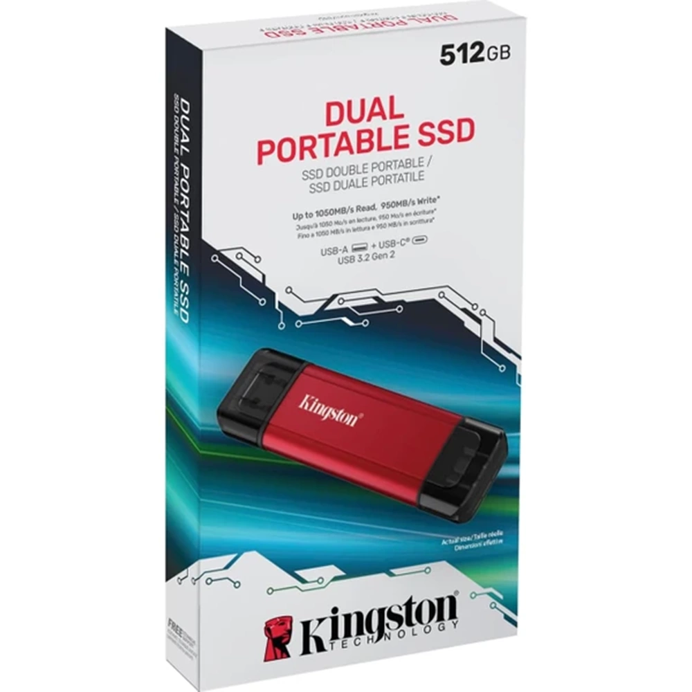 Kingston 512GB USB-A & USB-C Taşınabilir SSD