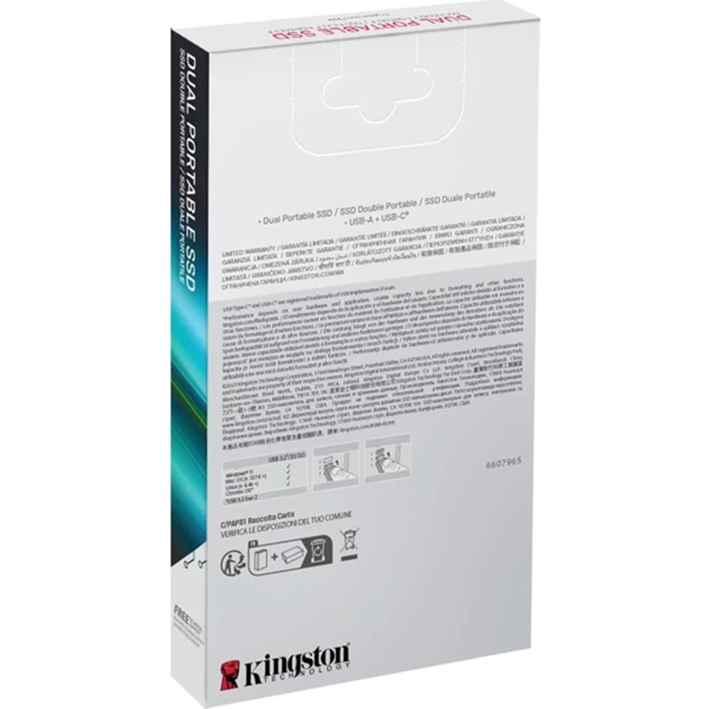 Kingston 512GB USB-A & USB-C Taşınabilir SSD