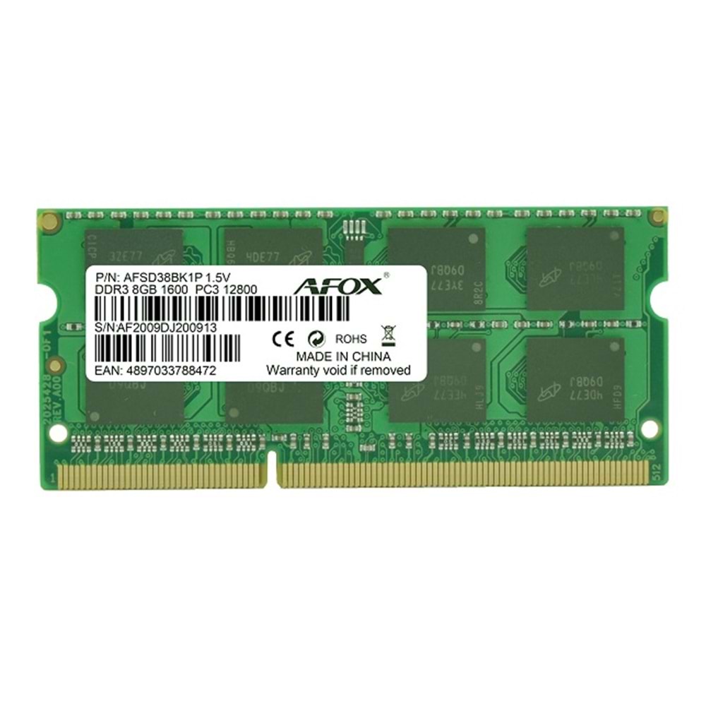 Afox DDR3 8GB 1600Mhz Laptop RAM AFSD38BK1P
