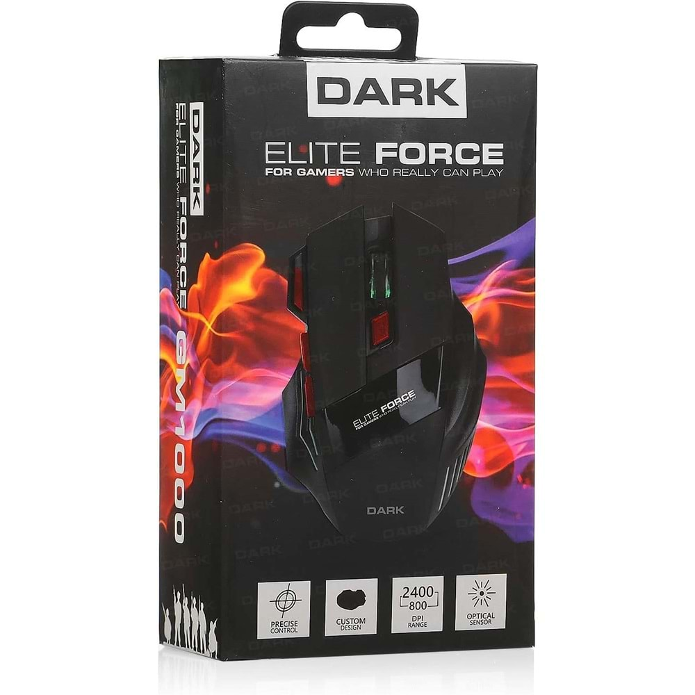 Dark Elite Force 3X Ateş Butonlu DPI Ayarlanabilir Aydınlatmalı USB Oyuncu Mouse (DK-AC-GM1000)