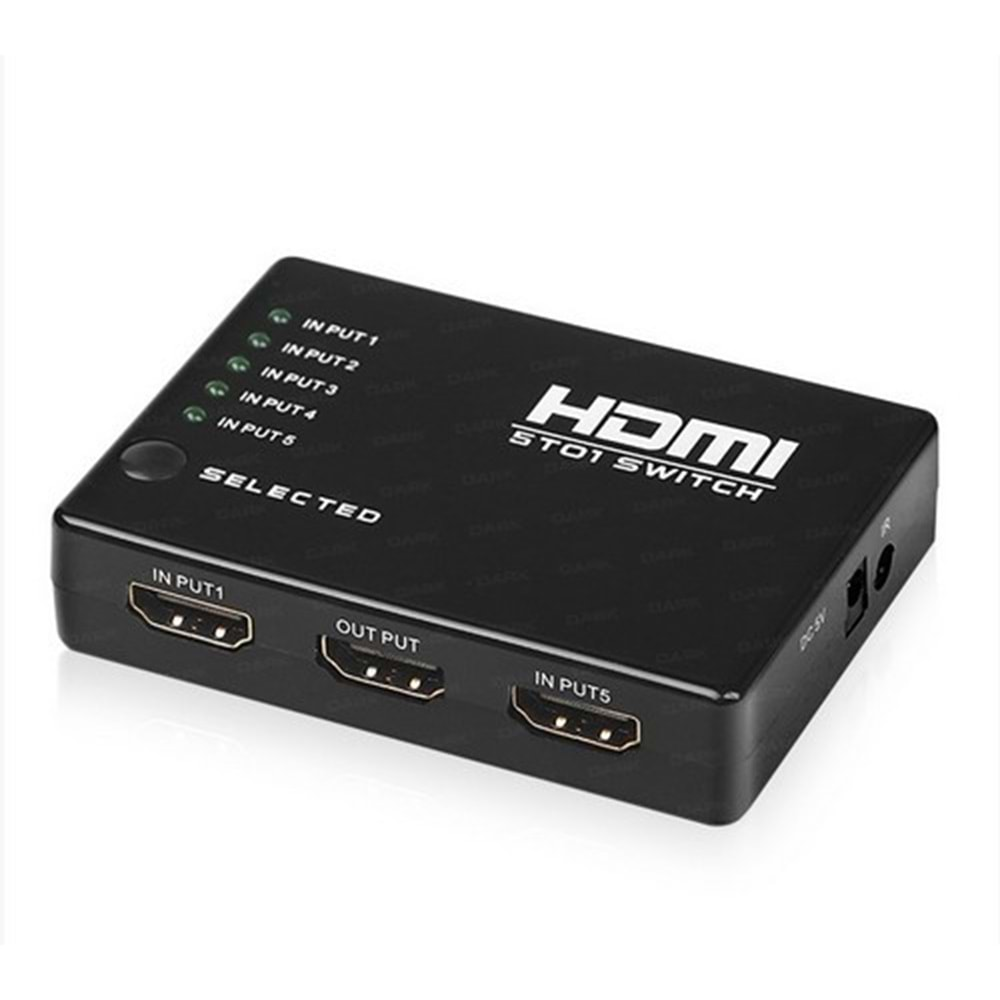 Dark Full HD 5 Giriş 1 Çıkışlı Uzaktan Kumandalı HDMI Switch Seçici (DK-HD-SW4X1) Dark Full HD 5 Giriş 1 Çıkışlı Uzaktan Kumandalı HDMI Switch (Seçici) (DK-HD-SW4X1)