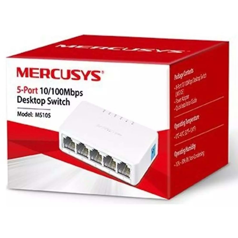 Mercusys MS105 5-Port 10,100Mbps Tak Ve Kullan Switch