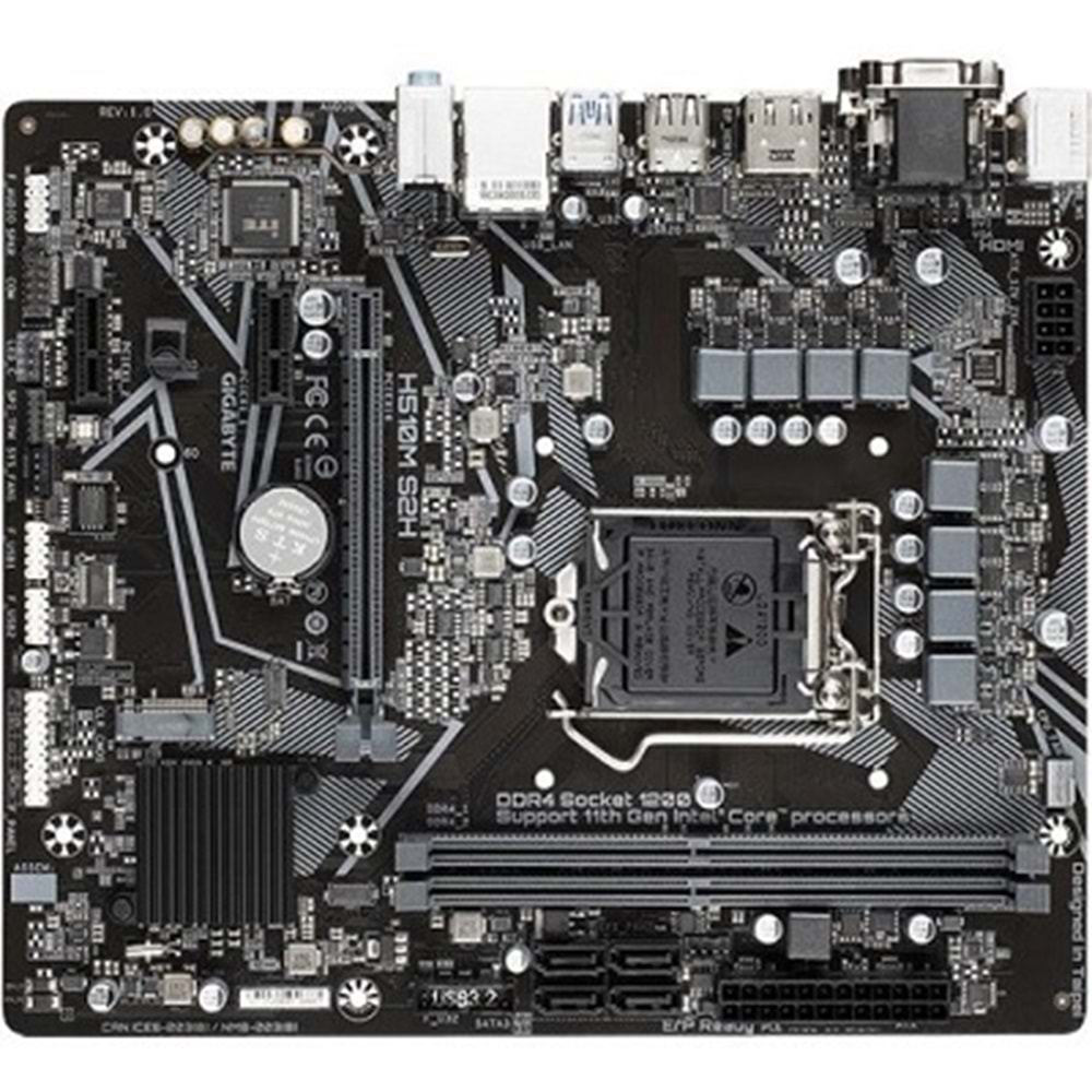 Gigabyte Mab Intel H510 1200 DDR4 3200MHZ DVI-D Anakart H510M-S2H
