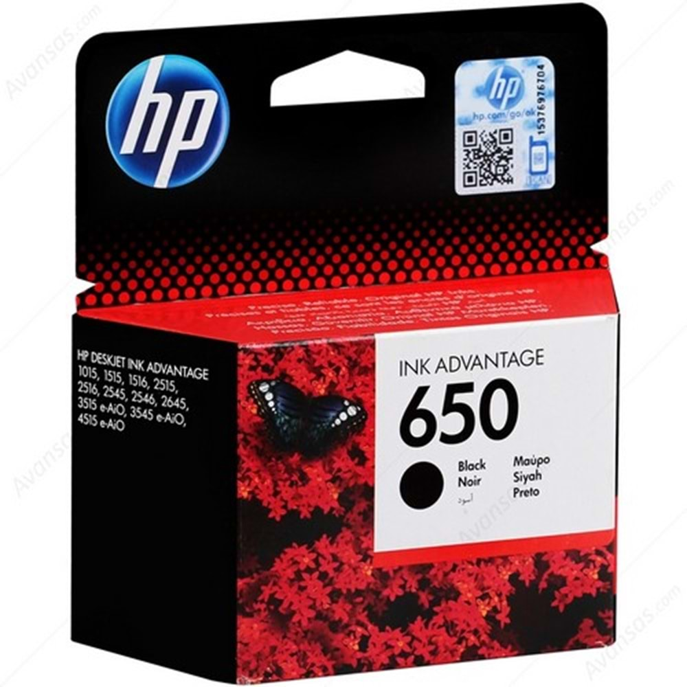 HP Siyah Kartuş 650 CZ101AE