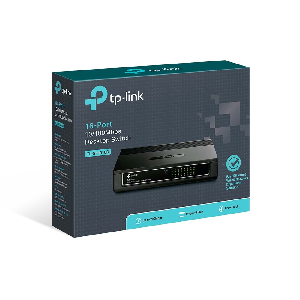 TP-Link TL-SF1016D 16 Port 10/100 % 70 Enerji Tas. Switch