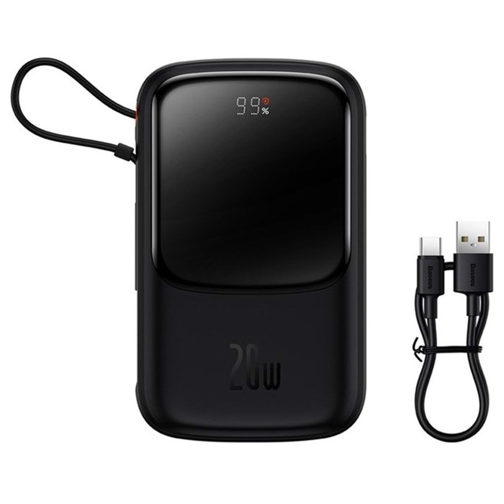 Baseus Qpow Pro 10000 mAh 20W Hızlı Şarj Siyah Powerbank
