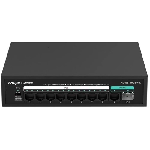 Ruijie Reyee RG-ES110GS-P-L 10 Port 10/100/1000 Mbps Gigabit PoE Switch