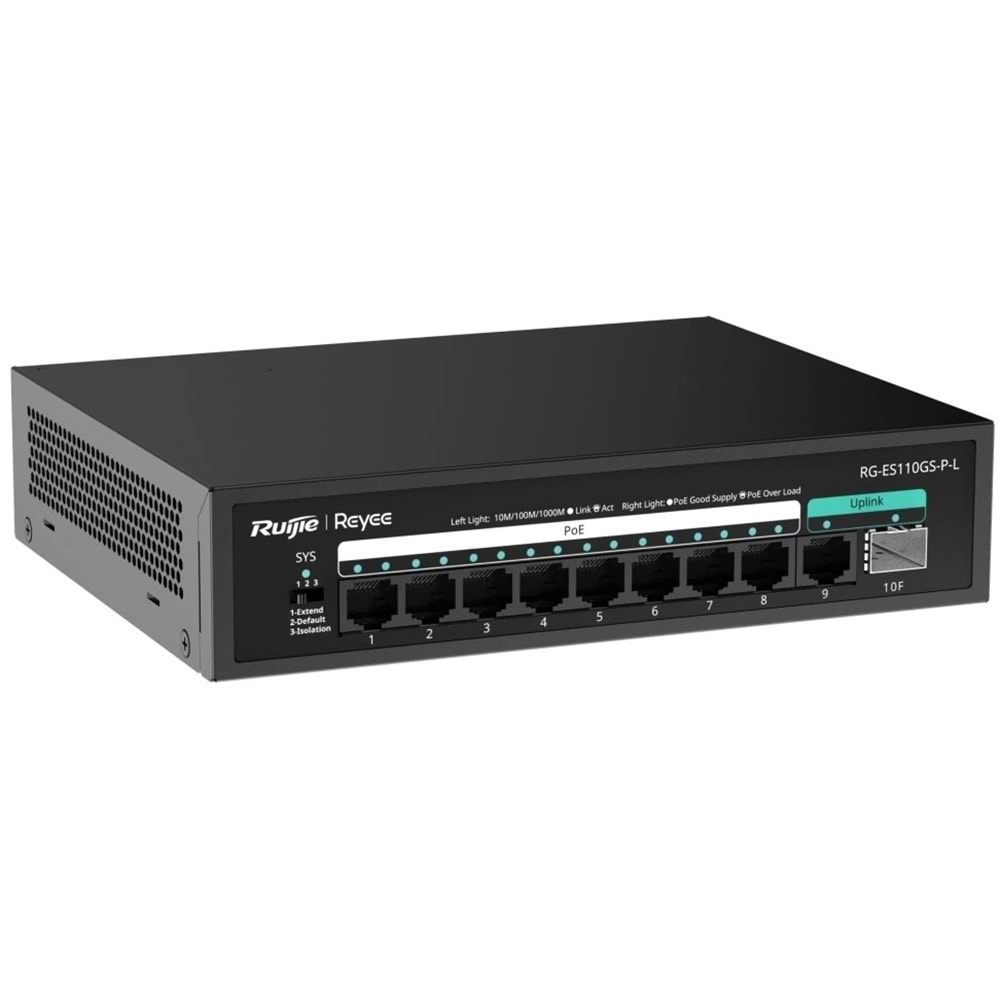 Ruijie Reyee RG-ES110GS-P-L 10 Port 10/100/1000 Mbps Gigabit PoE Switch