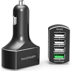 RAVPOWER 54W 4 Port QC 3.0 Hızlı Araç Şarjı Siyah RP-VC003
