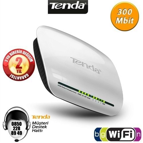 Tenda 4Port WiFi-N 300Mbps Router Dah. Anten W368R