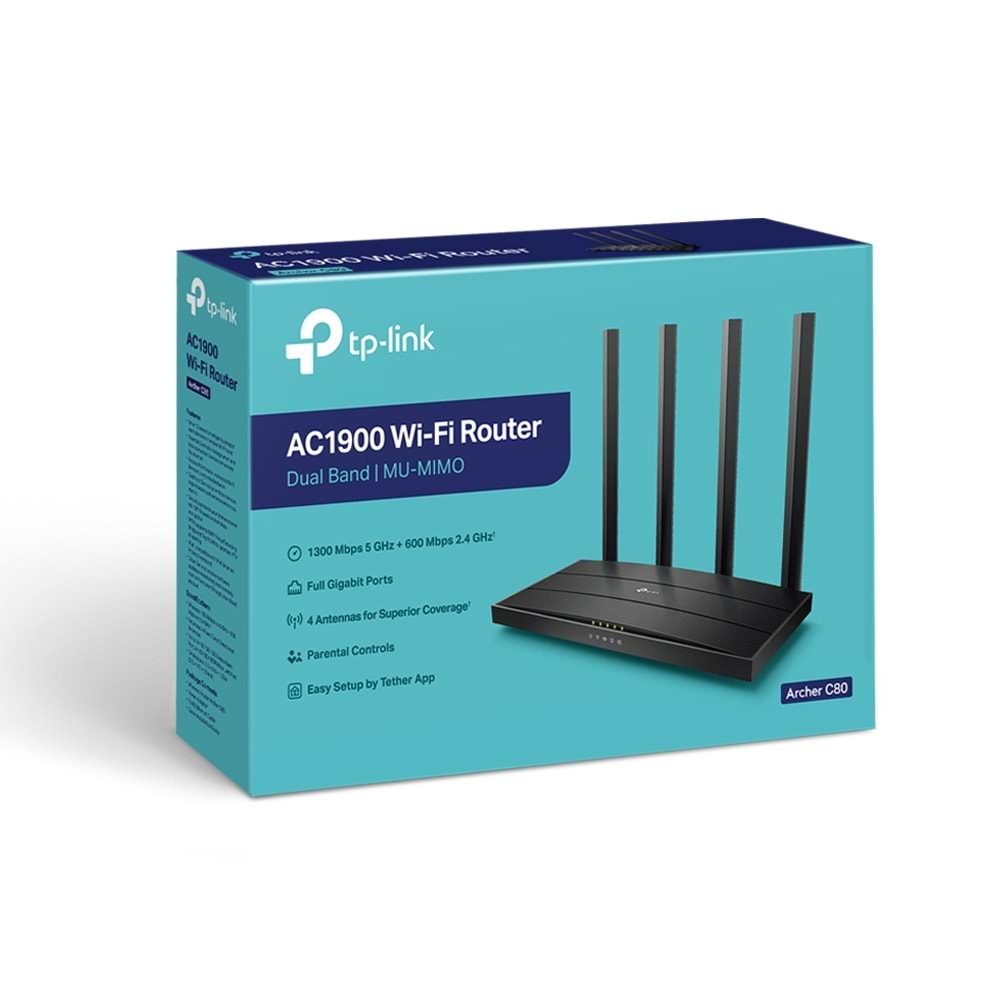 TP-Link ARCHER C80 AC1900 1300MBPS İç Ortam Kablosuz Wifi Router