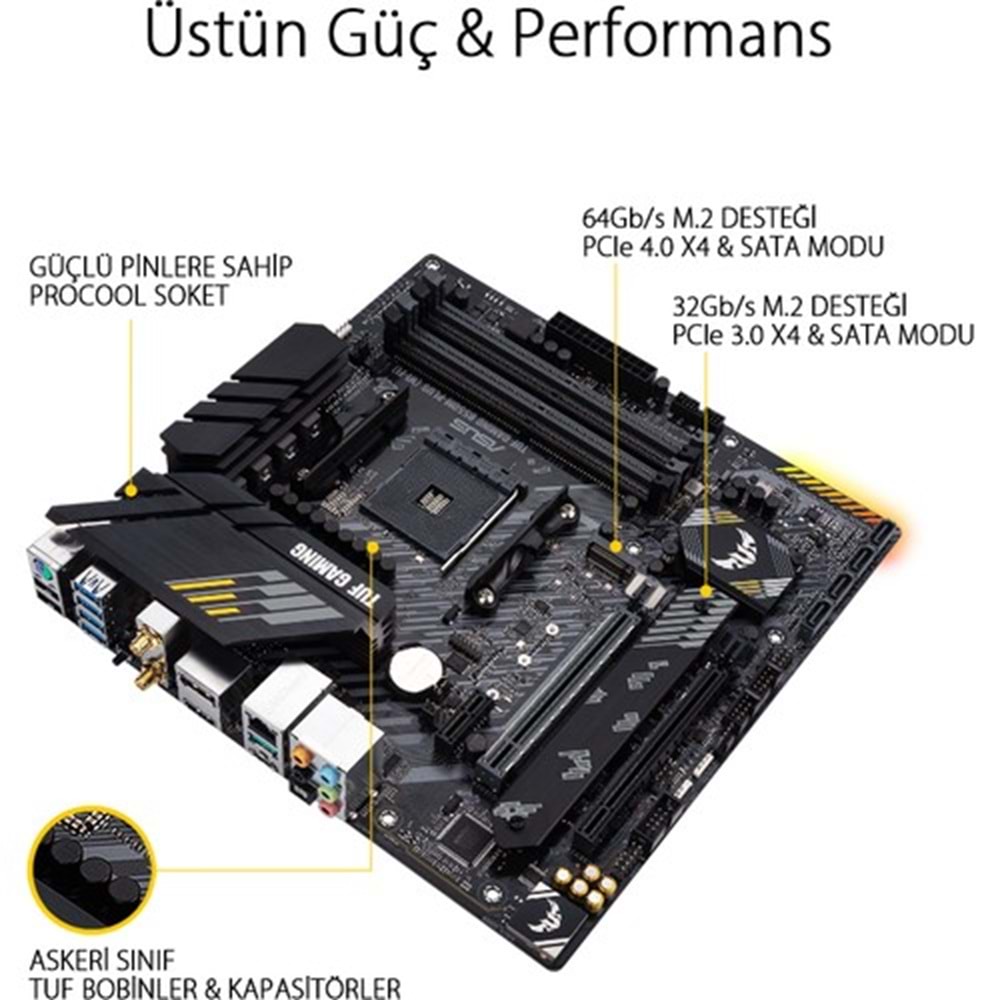 Asus TUF Gaming B550M-E Wifi B550 DDR4 DP HDMI VGA PCI 4.0 AM4 Anakart