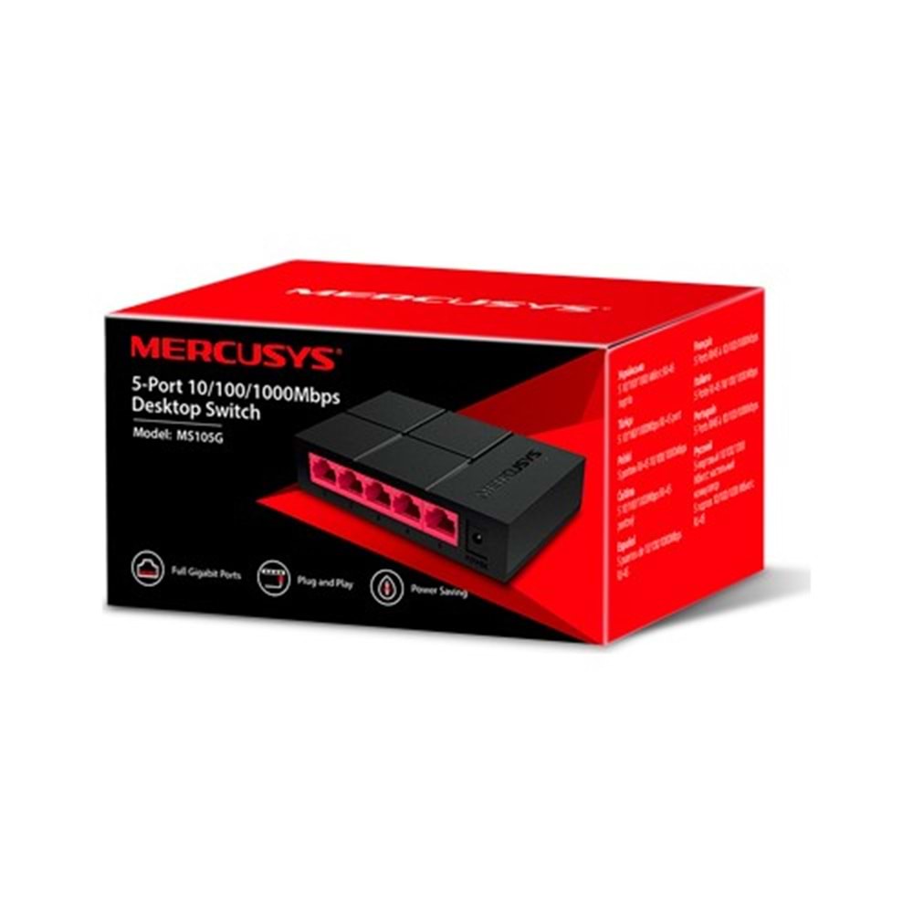 Mercusys MS105G 5-Port 10/100/1000 Mbps Masaüstü Switch