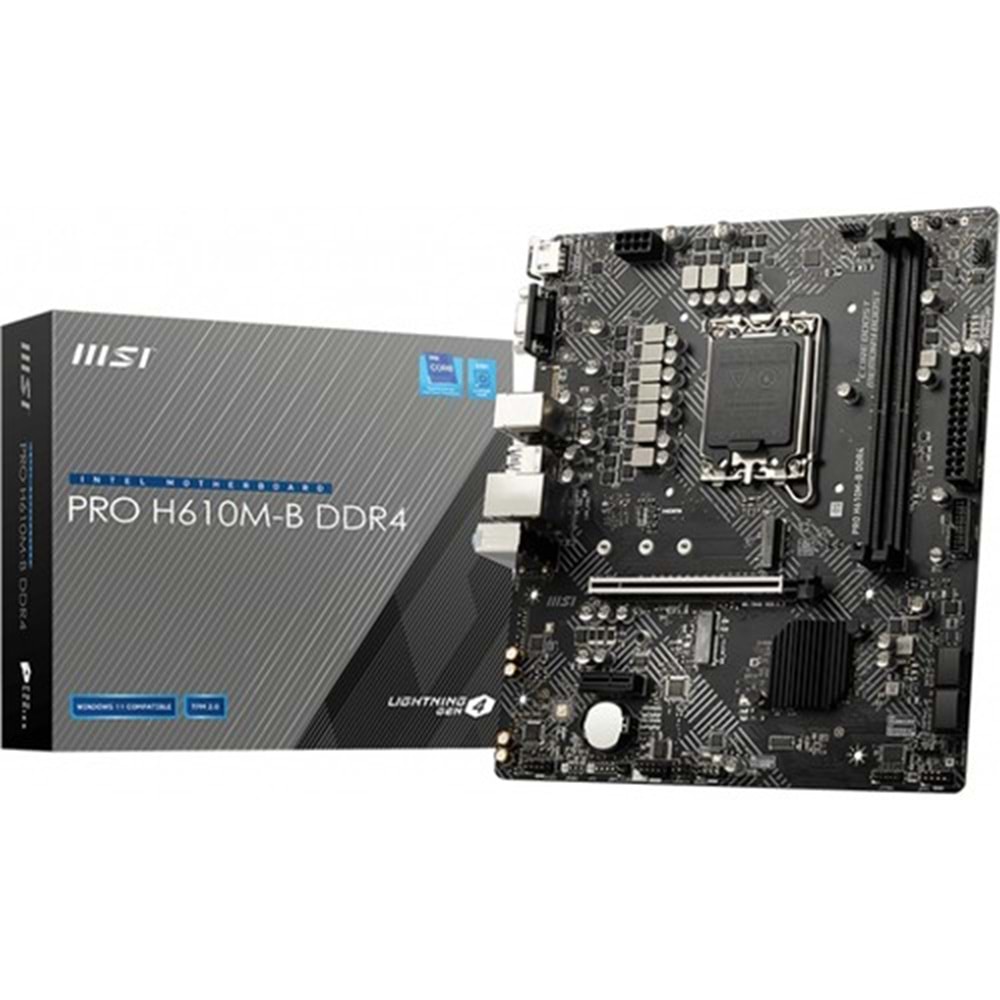 Msi PRO H610M-B DDR4 H610 DDR4 USB3.2 M.2 HDMI VGA PCI 3.0 1700p Anakart