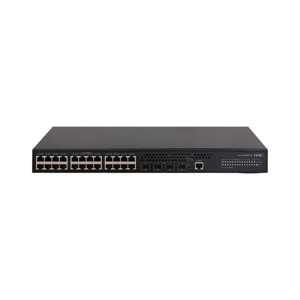 H3C LS-5024PV3-EI-HPWR-GL 24 Port Gigabit + 4X1GB SFP Uplink Yönetilebilir L2 370W POE Rackmount Switch (9801A1QH)