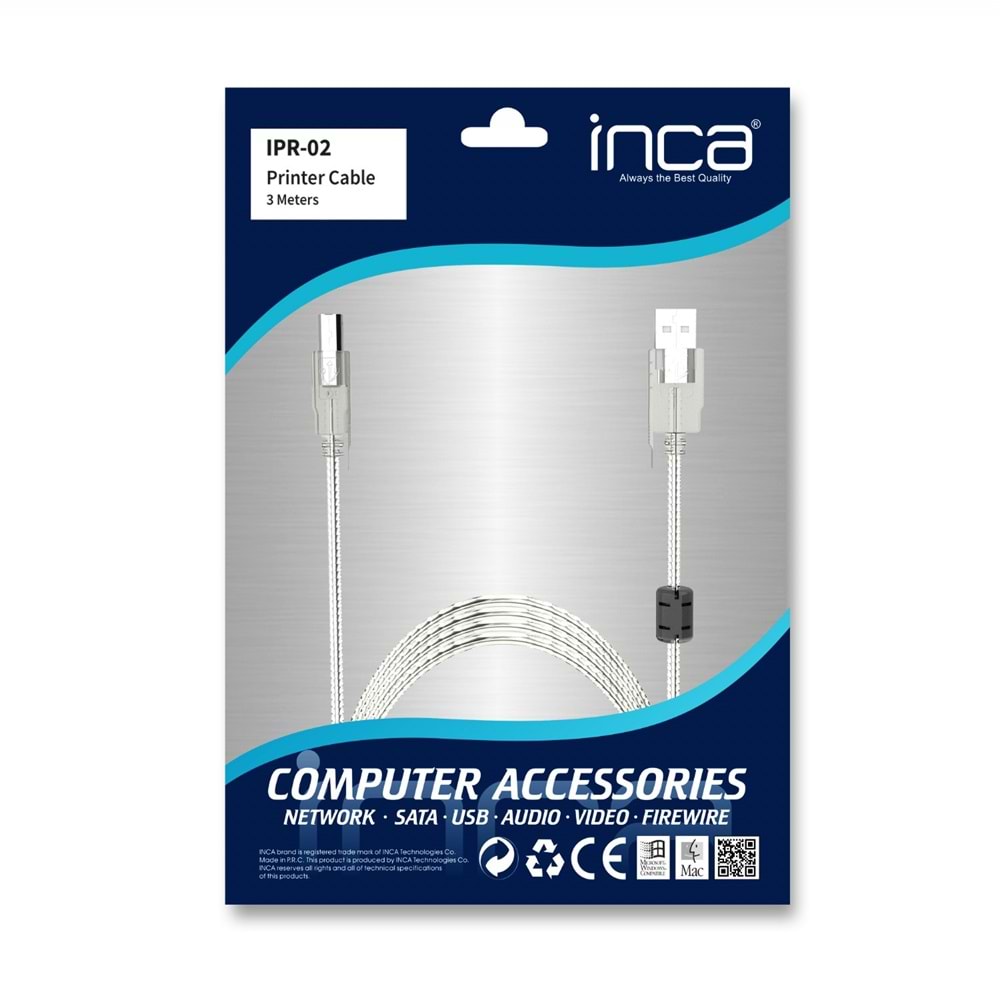 Inca IPR-02 USB 2.0 3M Yazıcı Kablosu