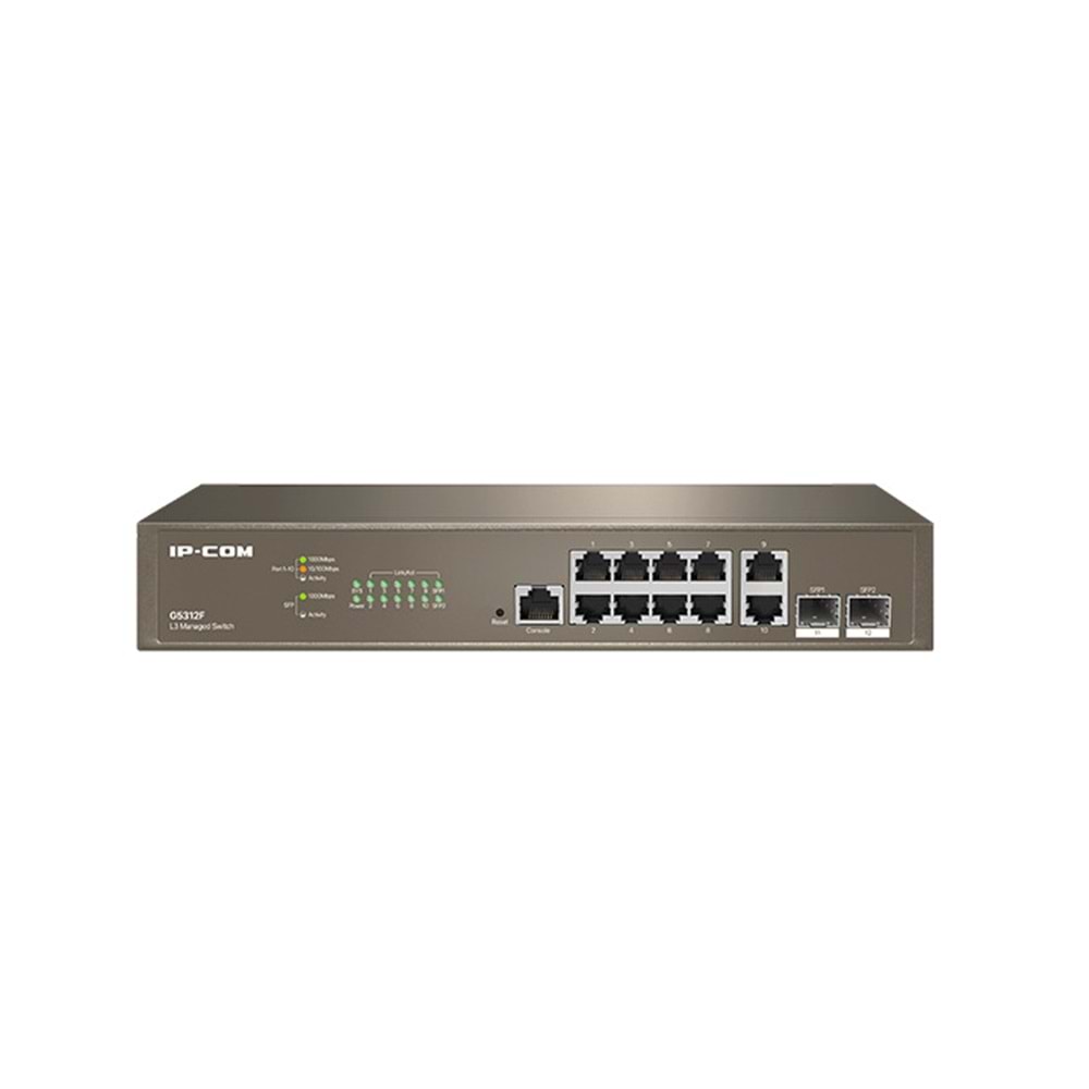 IP-COM G5312F 10 Port Gigabit + 2X Gigabit SFP+ CONSOLE Port L3 CLOUD Yönetilebilir Switch
