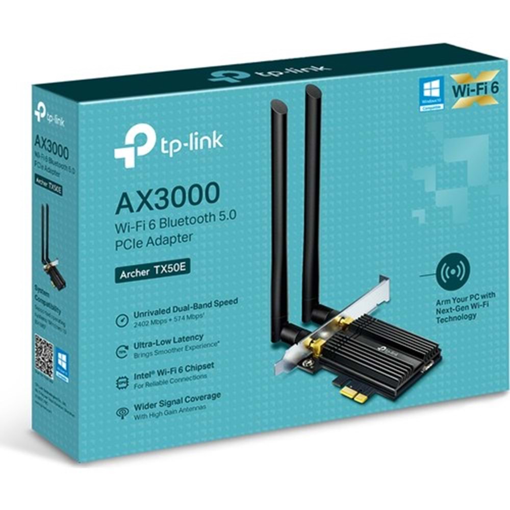 TP-Link Archer TX50E AX3000 Dual Band Wi-Fi 6 Bluetooth PCI Express Adapter