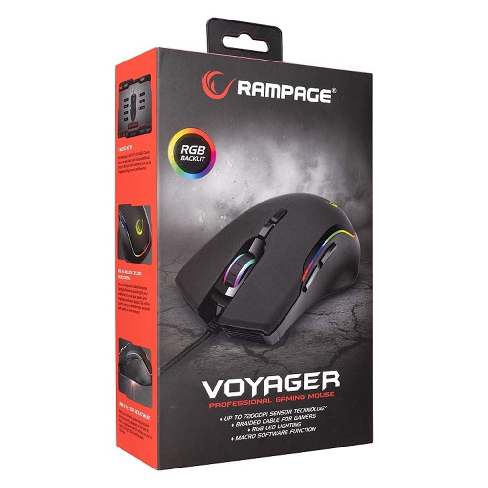 Rampage SMX-R27 Voyager Siyah Rgb 7200DPI Kablolu Gaming Mouse