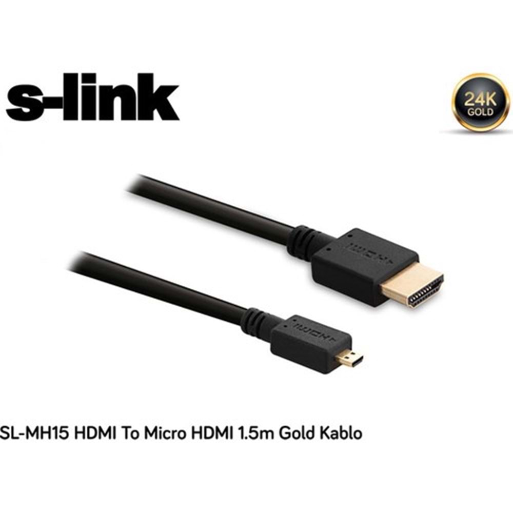 S-Link SL-MH15 HDMI TO MICRO HDMI 1.5m Gold Kablo