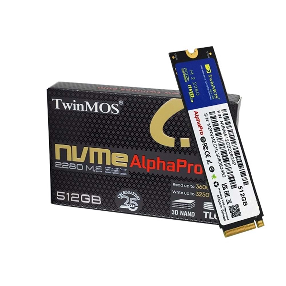 Twinmos NVMe 512GB2280AP 512GB PCIe 3600/3250 Nvme M.2 SSD