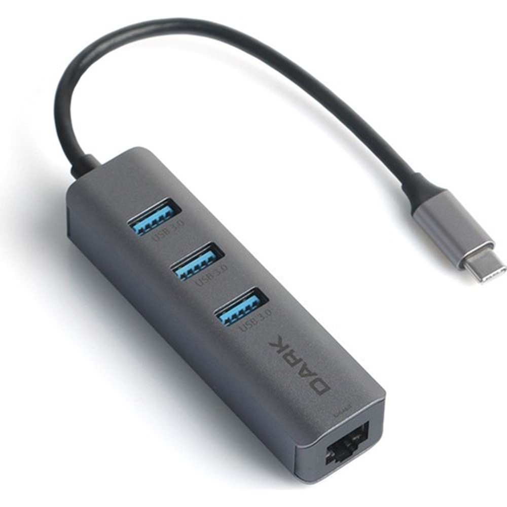 Dark Type C to Gigabit Ethernet +USB Çoklayıcı