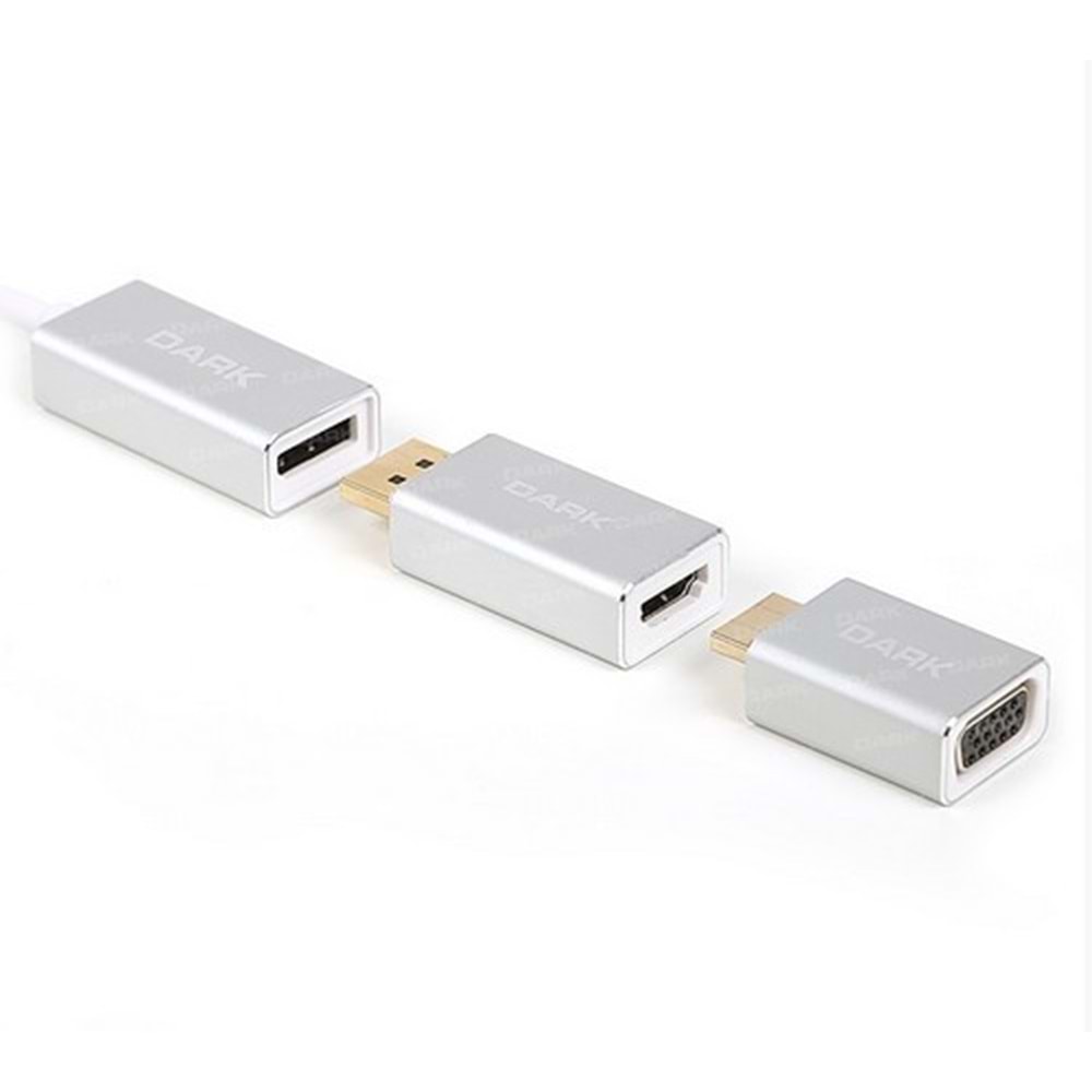 Dark USB 3.1 Type C - Display Port / HDMI / VGA 6in1 Dönüştürücü (DK-AC-U31X6)