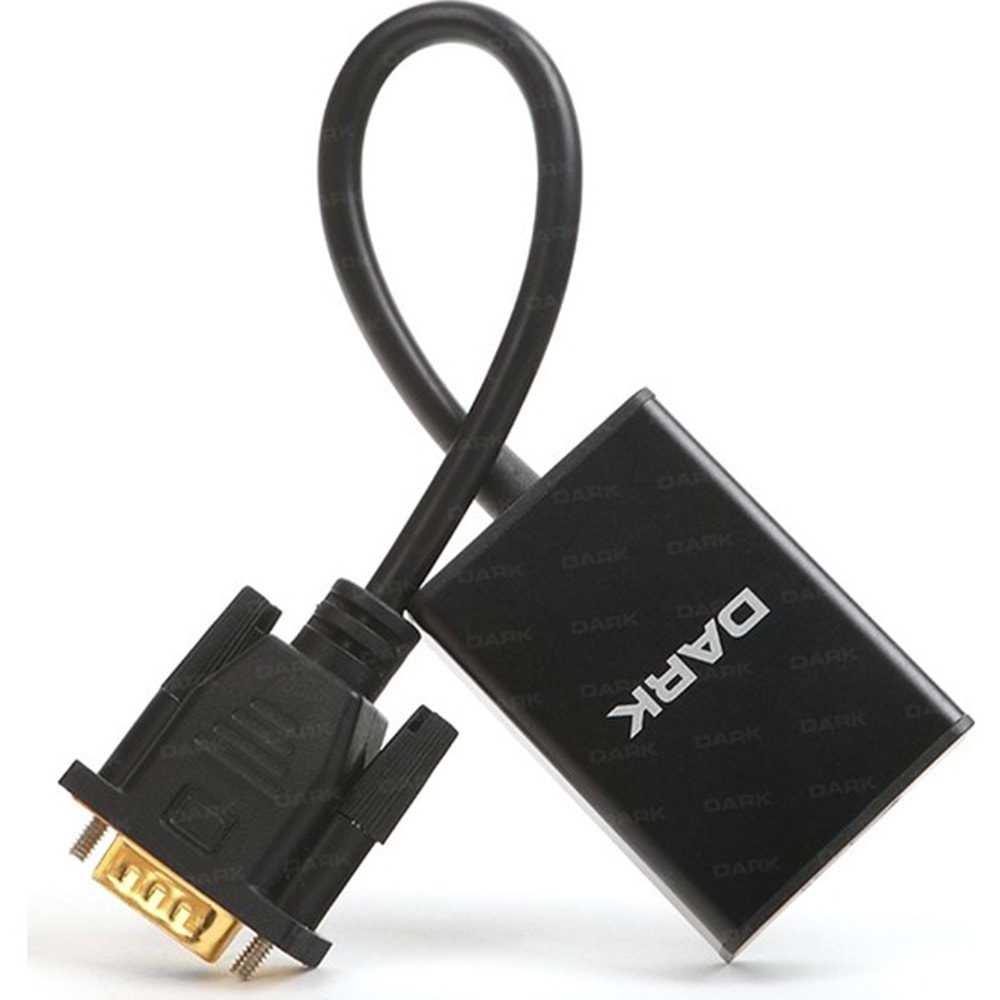 Dark Analog VGA ve SES - Dijital HDMI Aktif Dönüştürücüsü - Siyah (DK-HD-AVGAXHDMI2)