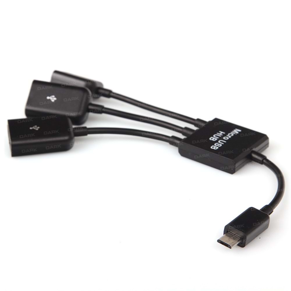 Dark Micro Usb Tablet ve Akıllı Telefon 2xUSB Dönüştürücü OTG Kablo (DK-AC-USB2MICRO2)