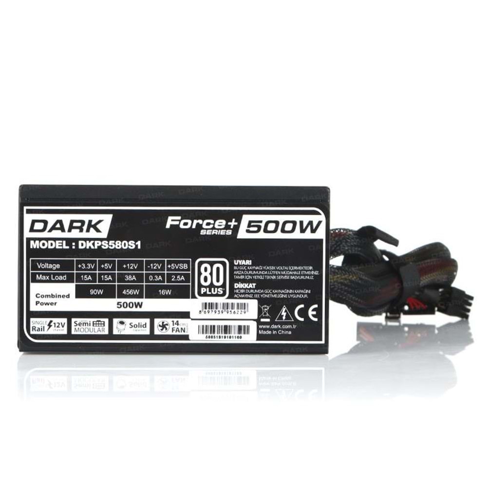 Dark 500W 80+ Yarı Modüler Dark Force ATX Güç Kaynağı DKPS580S1