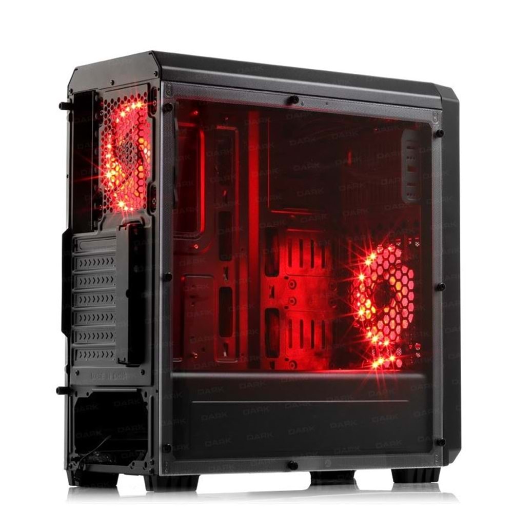 Dark Sentinel 3x Kırmızı LED Fan, USB3.0, Full Akrilik Yan Panelli MTower Siyah