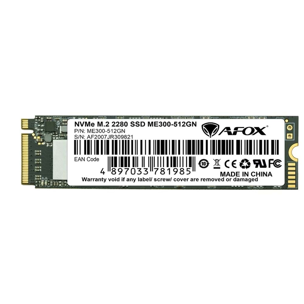 Afox SSD Disk 512GB M.2 Disk 2280 NVMe PCI E 2078 1665MB S 3D TLC ME300-512GN